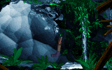 Un'immagine del gioco: il protagonista in procinto di aggrapparsi ad una liana